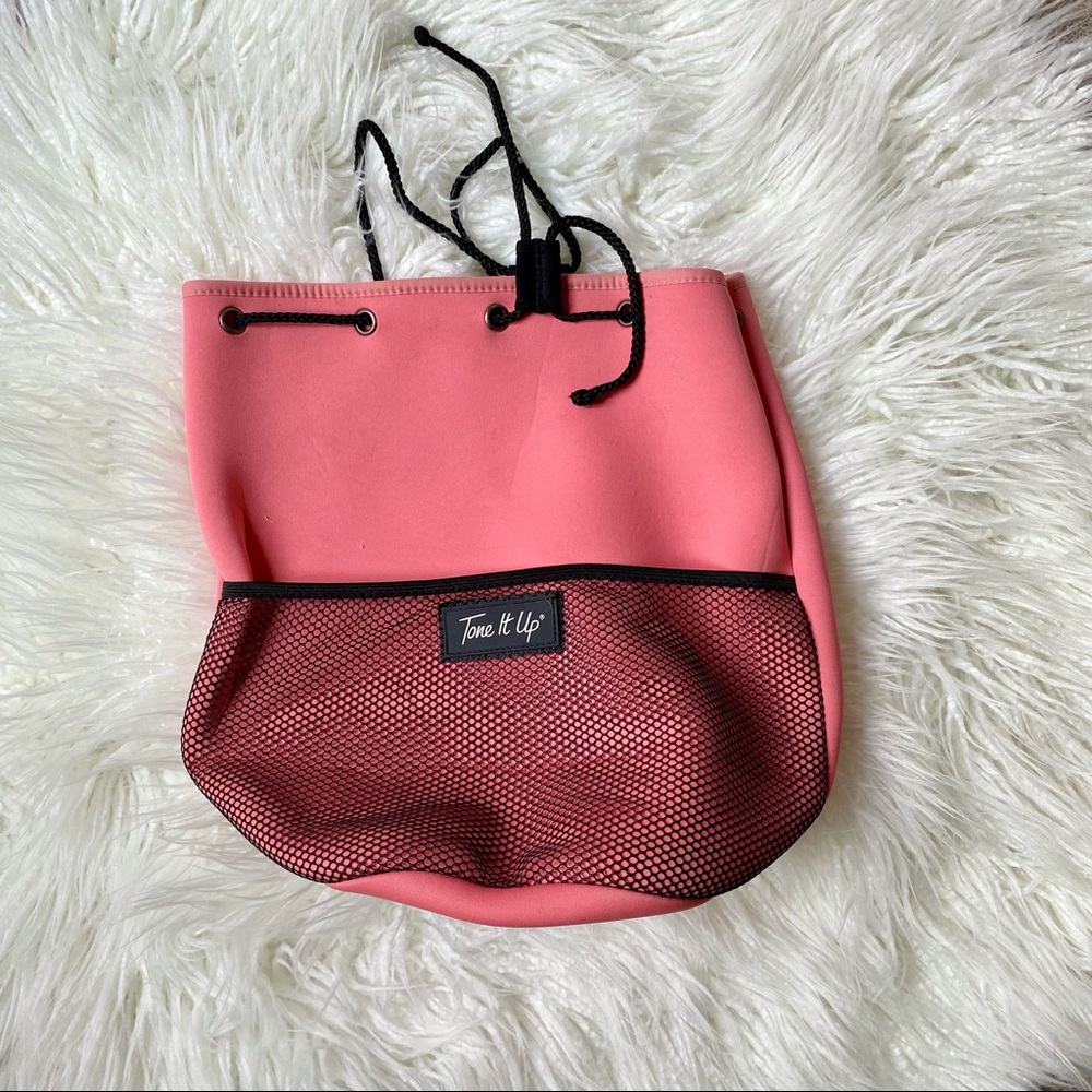 Tone It Up Women Pink Scuba Drawstring Backpack NWOT
